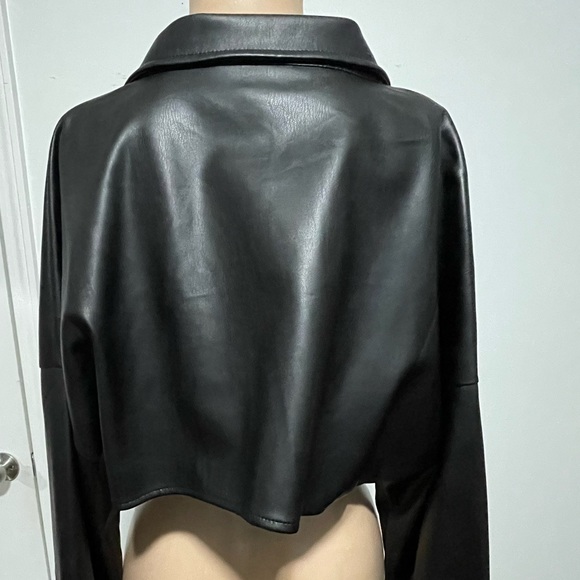 Faux Leather Crop Shirt and Brami Tank - Picture 5 of 5